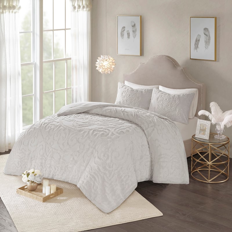 Madison Park Virginia Tufted Cotton Chenille Medallion Comforter Set