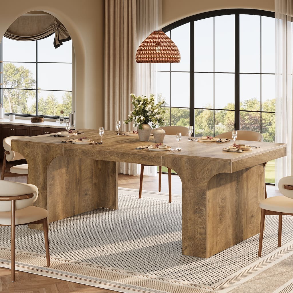 71" Large Wood Dining Table, Rectangular Kitchen Table, Dinner Accent Gathering Table