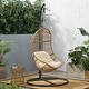 preview thumbnail 18 of 16, Christopher Knight Home - Sansa Outdoor/Indoor Wicker Hanging Basket Hammock Chair with Iron Stand & Water-Resistant Cushions