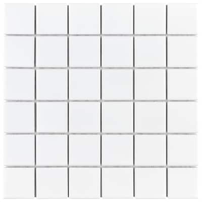 Merola Tile Metro Quad Matte White 11-3/4" x 11-3/4" Porcelain Mosaic Tile
