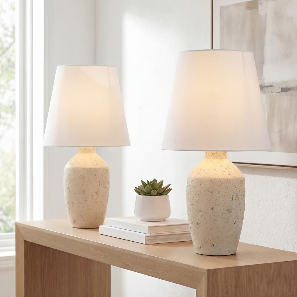 Xander 19.5" Concrete Effect Resin/Iron Ginger Jar LED Table Lamp (Set of 2), by JONATHAN Y