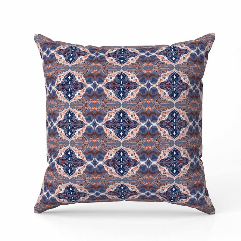 Floral Elegance Indoor/Outdoor Reversible Throw Pillow Blue and Red