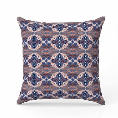 Floral Elegance Indoor/Outdoor Reversible Throw Pillow Blue and Red