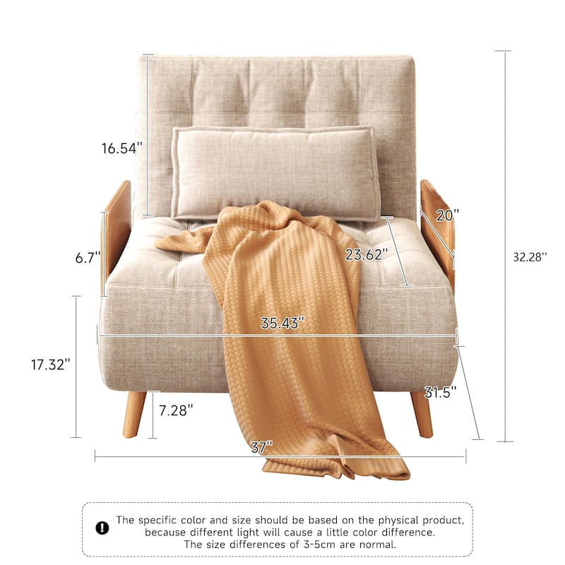 JASIWAY Modern Upholstered Sofa Bed, Beige
