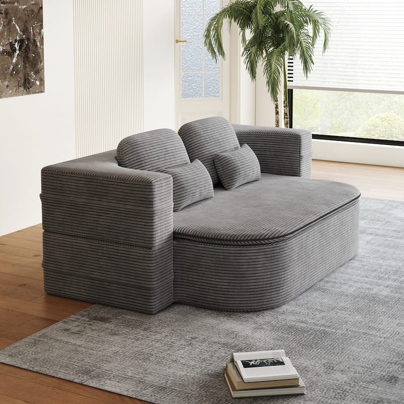 Folding Mattress Sofa with Fixed Shape Frame Convertible Sleeper Foam Sofa Bed with Blanket