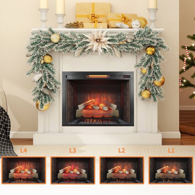 18/23/33 Inch Electric Fireplace Insert Ultra Thin Heater with Set Realistic Flame Touch Remote Control Overheating Protection