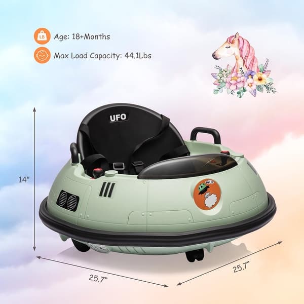 dimension image slide 2 of 3, 12V Kids Ride On Bumper Car with Remote Control 360 Degree Spin