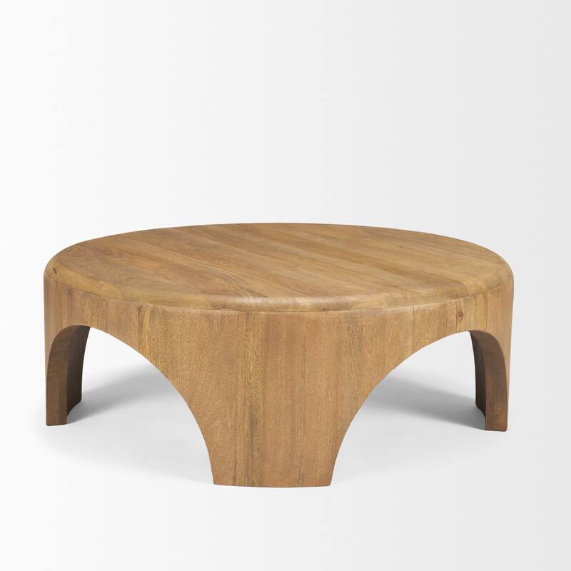 Shima Round Brown Wood W/Arched Legs Coffee Table - 45.0L x 45.0W x 16.0H
