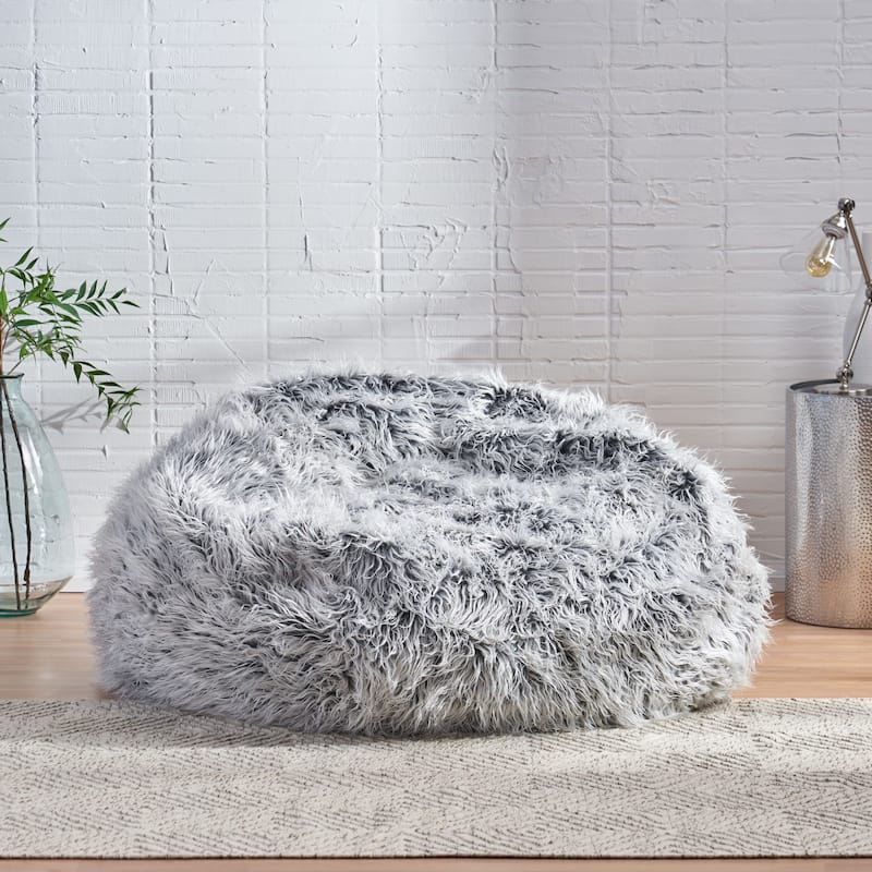 Lachlan Glam Faux Fur Bean Bag Chair by Christopher Knight Home