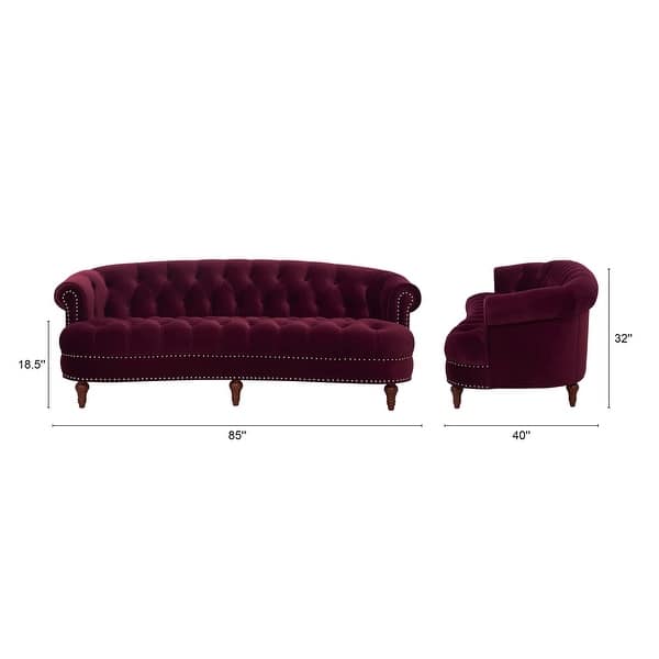 dimension image slide 4 of 9, Jennifer Taylor Home La Rosa 84" Velvet Tufted Chesterfield Sofa