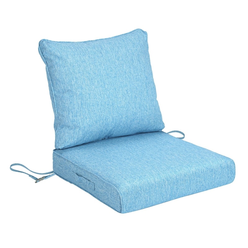 Aoodor Outdoor Deep Seat Cushion Set, Waterproof Patio Furniture Cushions with Adjustable Straps & Removable Cover - 23"x26" - Lake Blue