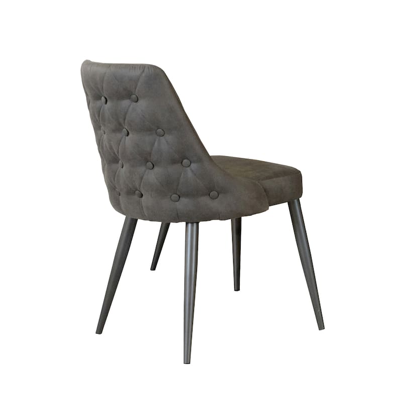 Set of 2 Microfiber Upholstered Dining Chairs, Grey
