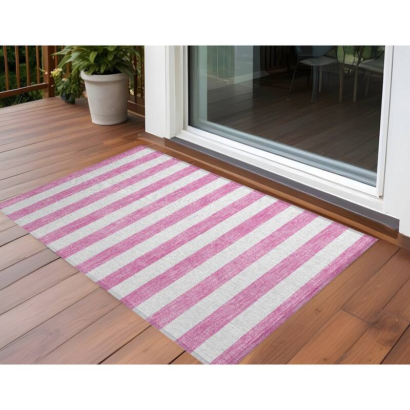 Alna Stripe Weather Resistant Classic Meets Modern Outdoor Rug - 3' x 5' - Multi