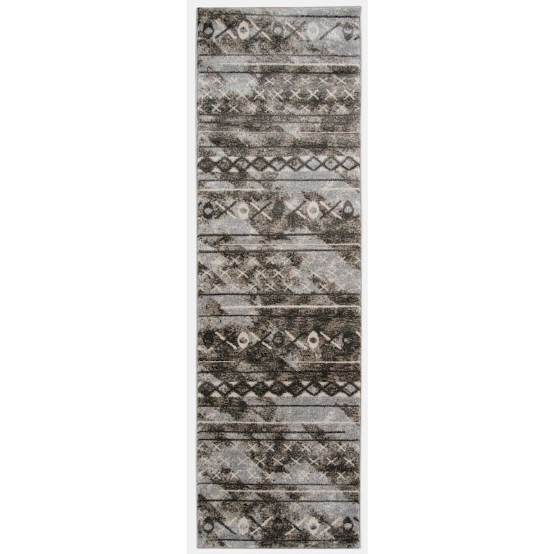 Atoka Lodge Power-Loomed Area Rug - 2'1" x 6'4" Runner - Brown/Gray