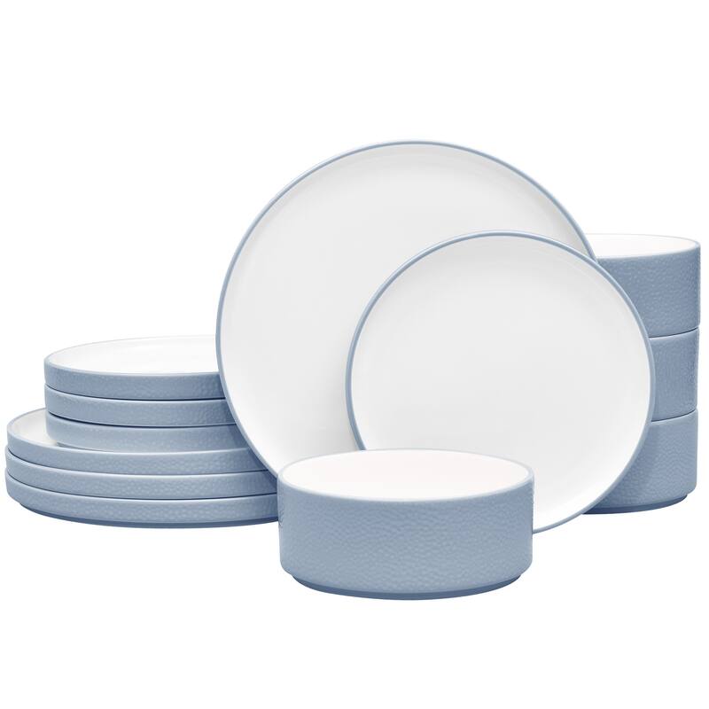 Noritake Colortex Stone 12-Piece Stax Dinnerware Set, Service For 4 - 12-Piece - Aqua