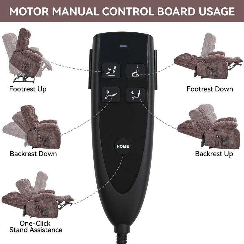 Large Dual Motor Chenille Power Lift Recliner Chair with Massage and Heat and Power-Remote, Infinite Position