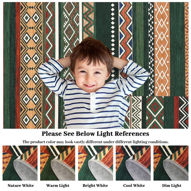 Area Rug Washable Living Room Rugs Vintage Geometric Area Rug Soft Low Pile Non-Slip Area Rug