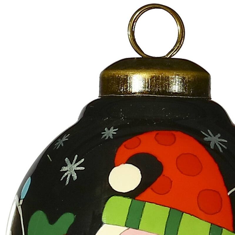 Santa in Holiday Lights Hand Painted Mouth Blown Glass Ornament - 4" x 2.5" x 2.5"