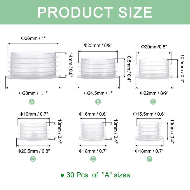 Salt Shaker Stoppers, Plastic Salt Shaker Plug Stopper, 30Pcs - Transparent - 0.9"/1.1"(Inner Dia/Outer Dia)