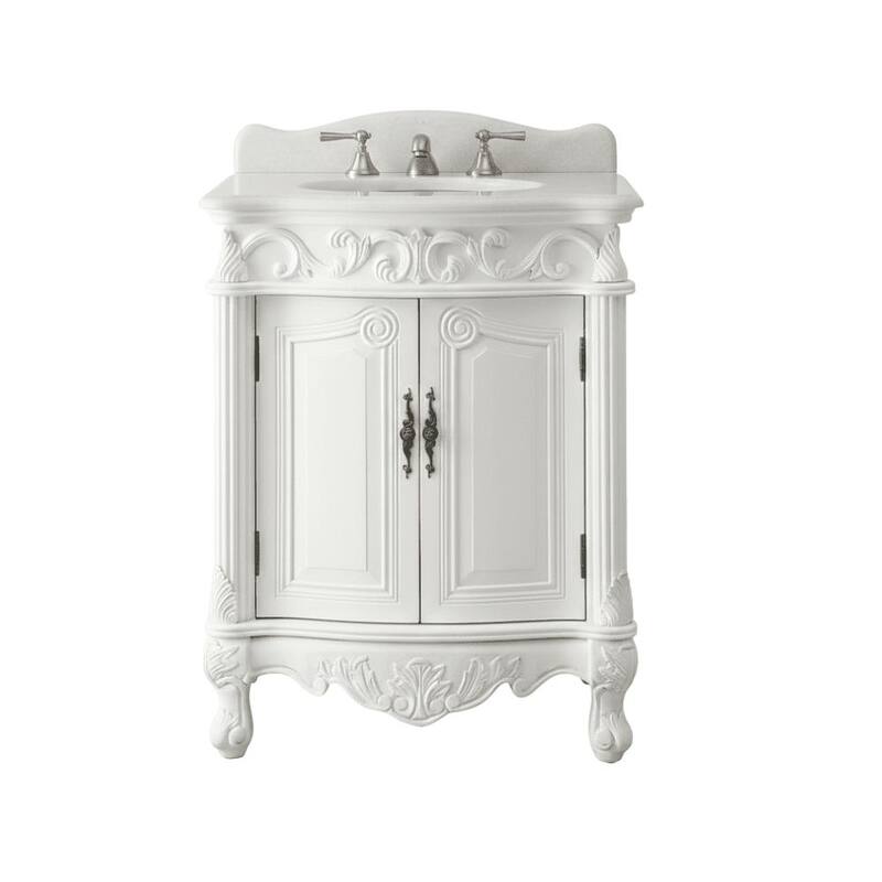 27" Benton Collection Antique White Hayman Bathroom Sink Vanity - Painted - Antique White