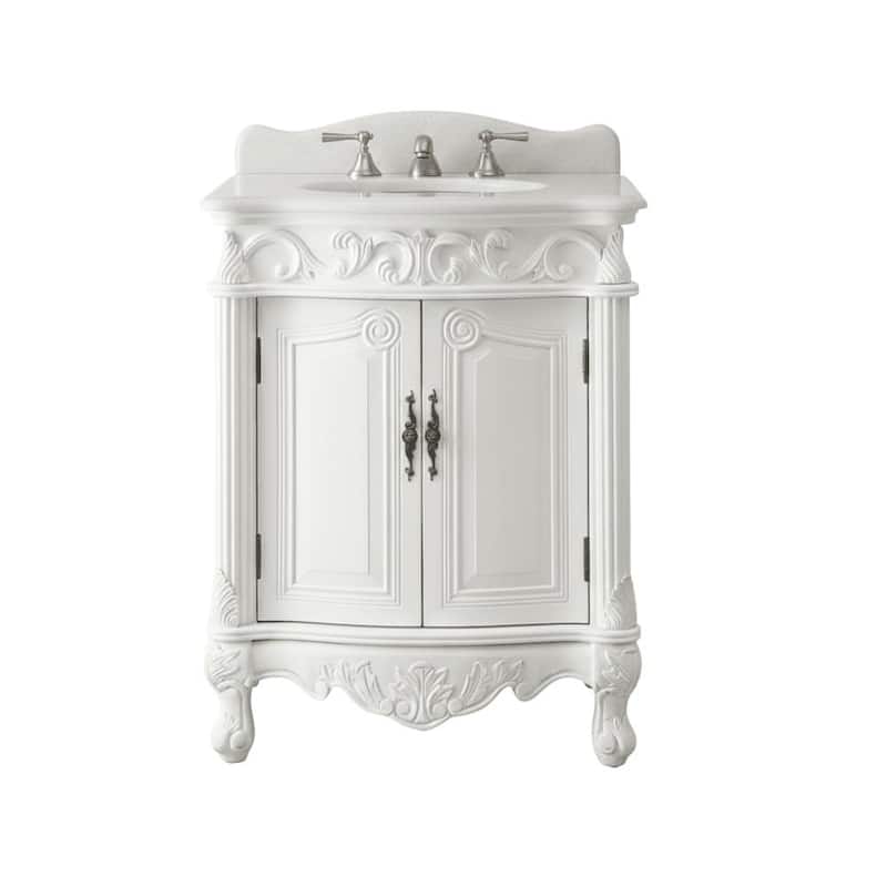 27" Benton Collection Hayman Victorian White Bathroom Vanity - Antique - Antique White