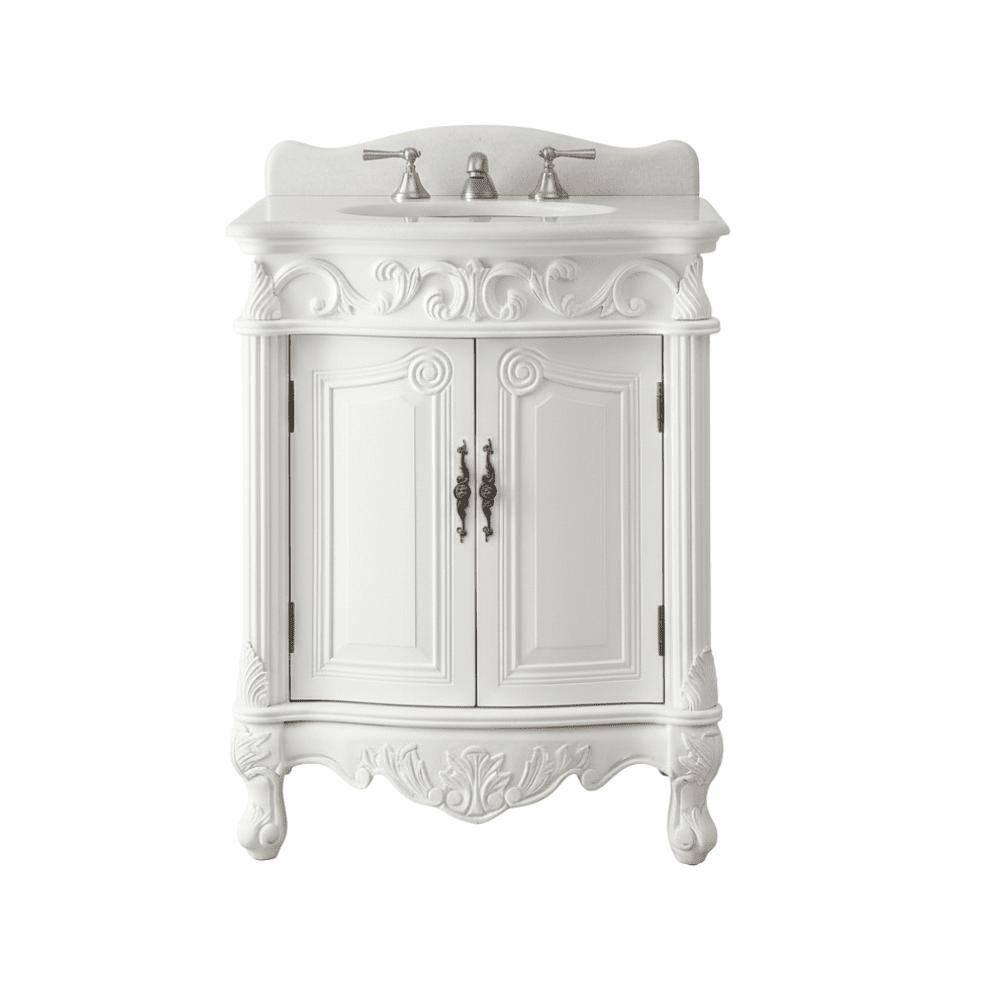27" Benton Collection Hayman Victorian White Bathroom Vanity