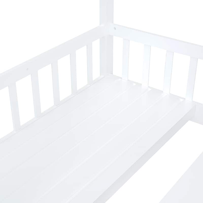 Full Size Wooden Loft Bunk Bed with Table, Seats, and Storage Shelves