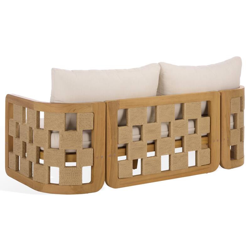 SAFAVIEH Couture Skipper Teak Patio Sofa - 69"W x 30"D x 24"H