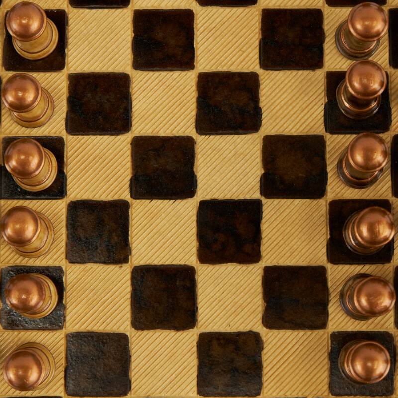 Brown Polystone Chess Game Set