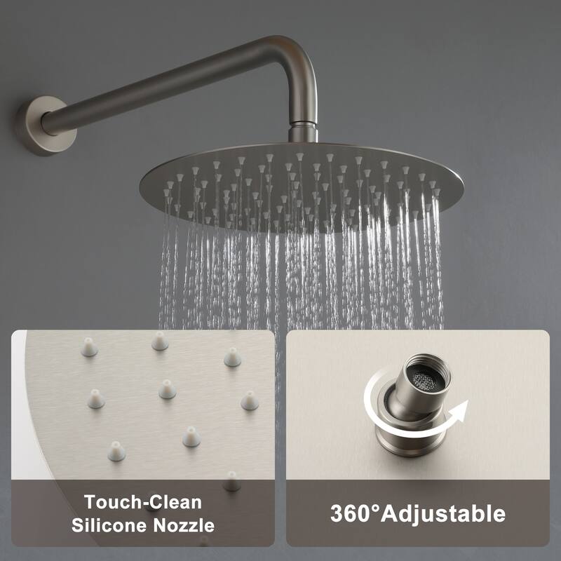 Clihome 10" Wall Rainfall 2 Way Round Shower System