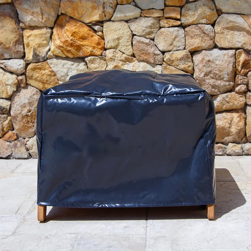 Cambridge Casual Camden Teak Outdoor Ottoman with Padded Woven Seat and FREE Patio Cover