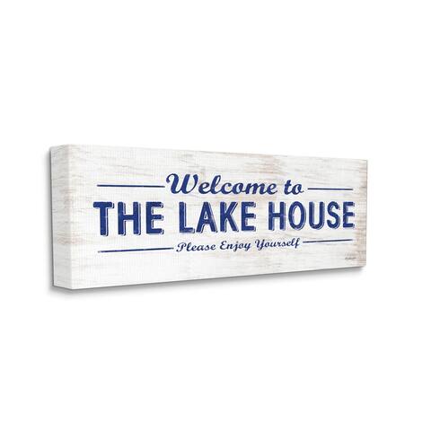 Stupell Industries Lakehouse Welcome Sign Enjoy Yourself Phrase Distressed Design Canvas Wall Art - Multi-Color