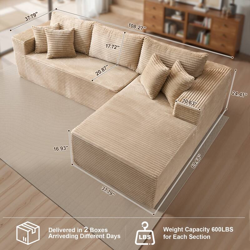 OVIOS All-Foam Plush L-Shaped Sofa​