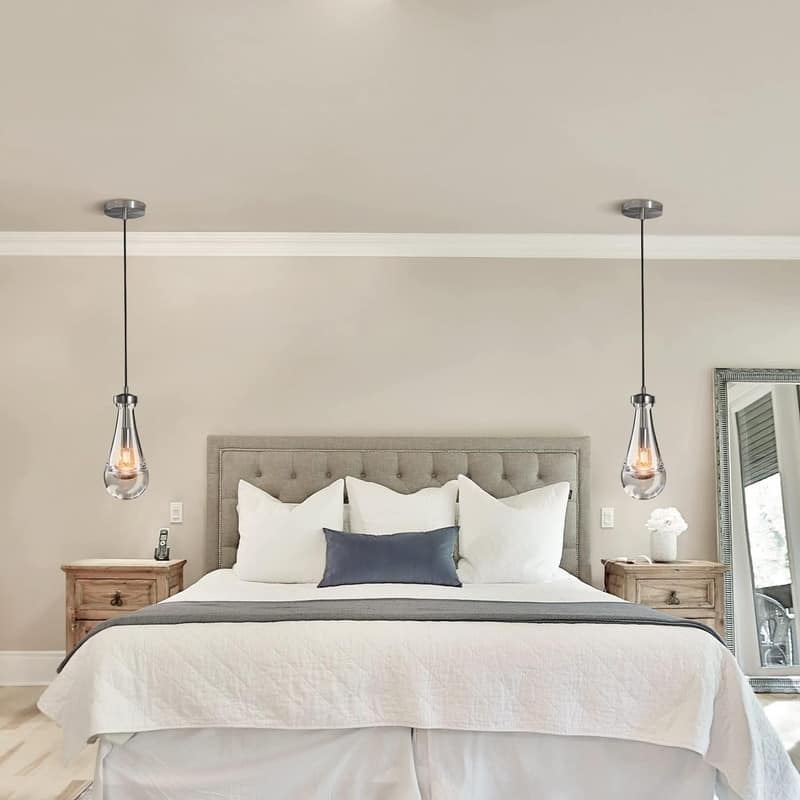 KAYLA Farmhouse Chandelier for Staircase, Foyer, Glass Pendant Light Fixture for Kitchen Island (Bulb Included)