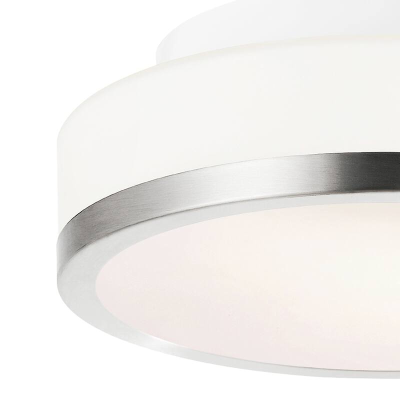 Frosted 1 Light Drum Shade Flush Mount With Satin Nickel Finish - Satin Nickel