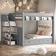 preview thumbnail 10 of 18, Convertible Design Wood Full Size Bunk Bed with Storage Staircase, Bedside Table, and 3 Drawers Grey