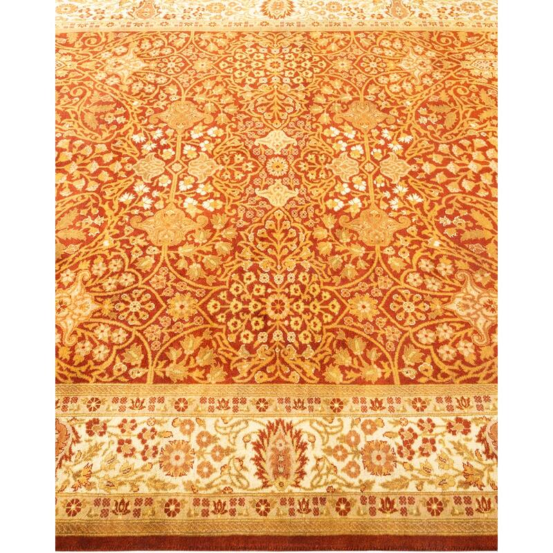 Overton Hand Knotted Wool Vintage Inspired Traditional Mogul Orange Area Rug - 5 x 8