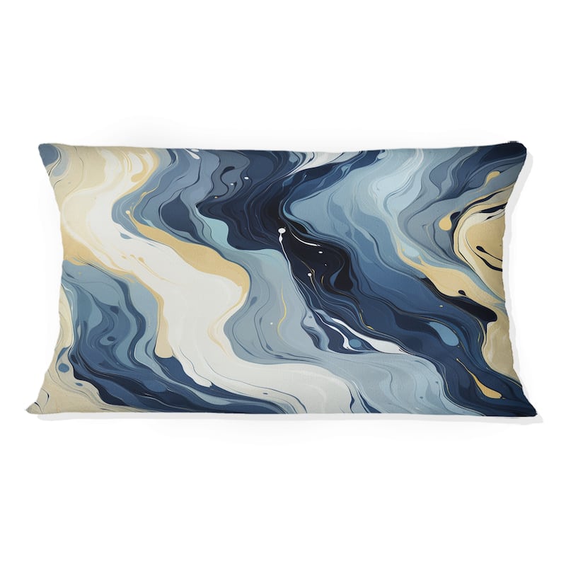Designart "Blue And Beige Ink Abstract Fusion" Abstract Printed Throw Pillow