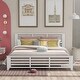preview thumbnail 3 of 7, King Size Platform Bed with Horizontal Strip Hollow Shape and Head&Foot Board