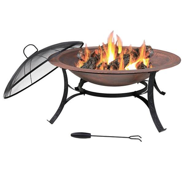Shop Sunnydaze Cast Iron Bowl Fire Pit With Copper Finish 31 Inch