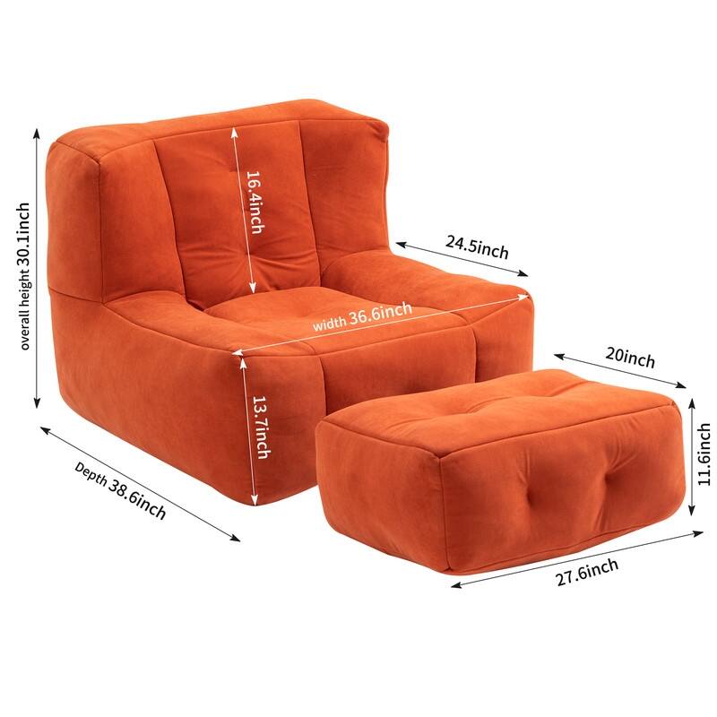 Fluffy Bean Bag Beanbag Chair with Memory Foam and Footrest