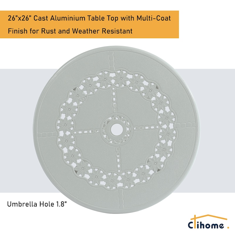 Clihome 3-Piece Outdoor Patio Cast Aluminum Bistro Set