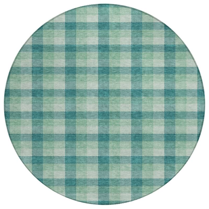 Machine Washable Indoor/ Outdoor Plaid Chantille Rug