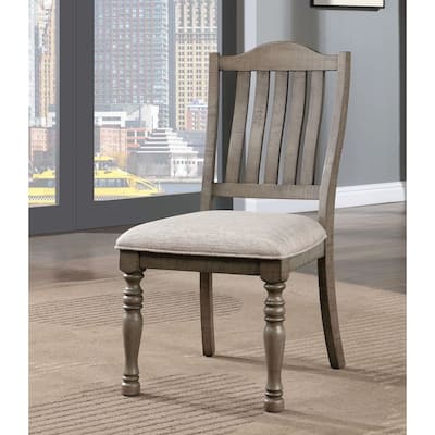 Transitional Style 2pcs Side Chairs Antique Gray Solid wood Gray Fabric Dining Room Furniture Chair Turned Legs
