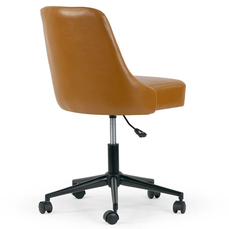 Aurica Light Brown Faux Leather Adjustable Height Swivel Office Chair