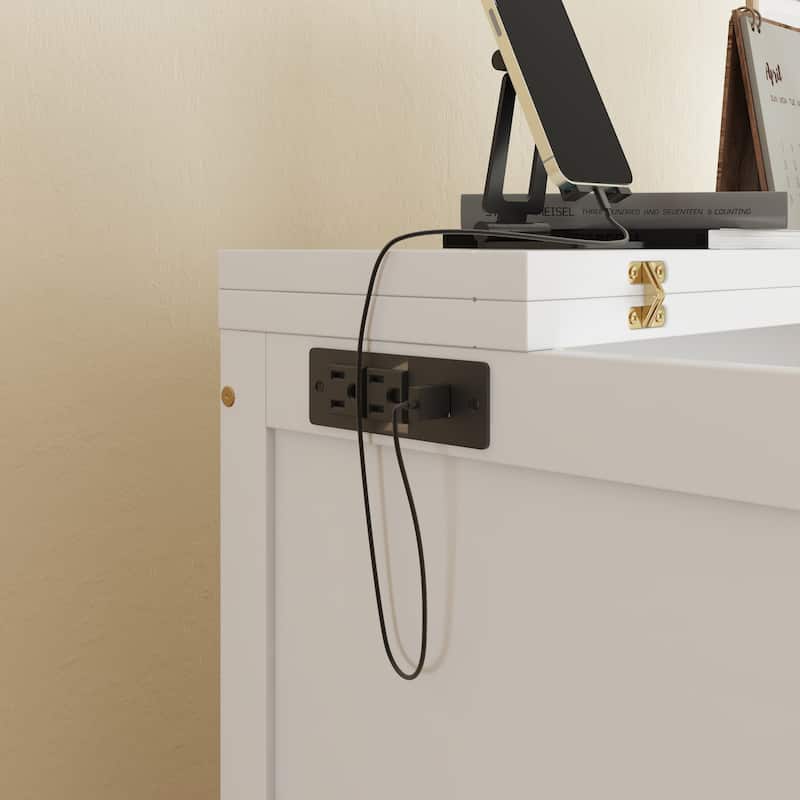 Queen Size Murphy Bed with USB Port and Removable Shelves on Each Side, Solid Pine Murphy Cabinet Bed for Home Office