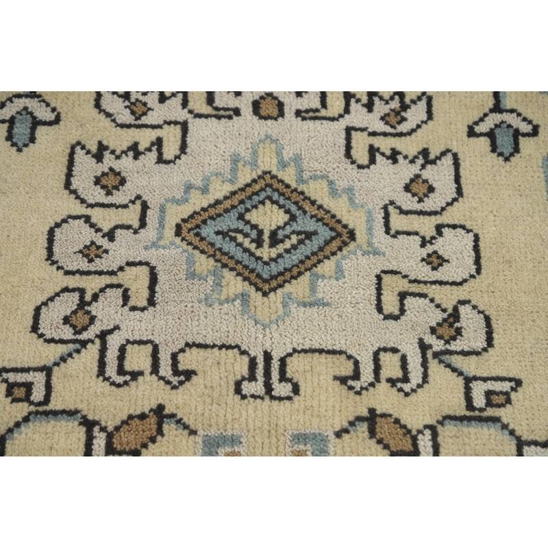 Oushak Area Rug Handmade Transitional Beige Wool Carpet - 9'2" x 11'11"