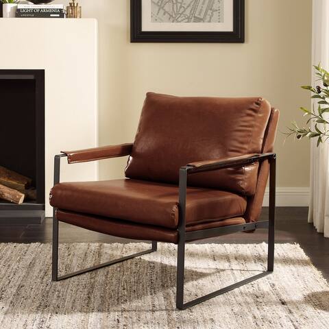 Art Leon Modern Faux Leather Accent Chairs Set of 2