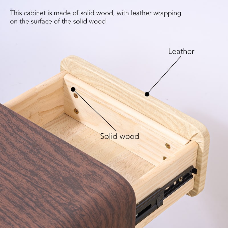 3-Tier Solid Wood Nightstand with Swivel Drawers