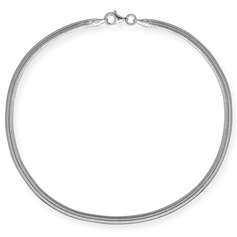 Sterling Silver 10-inch 4 mm Flexible Herringbone Ankle Bracelet